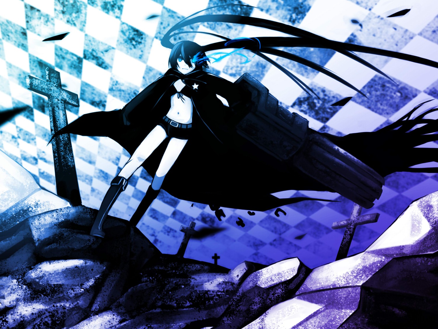 black_rock_shooter, black_rock_shooter_(character), kawazu, vocaloid, wallpaper