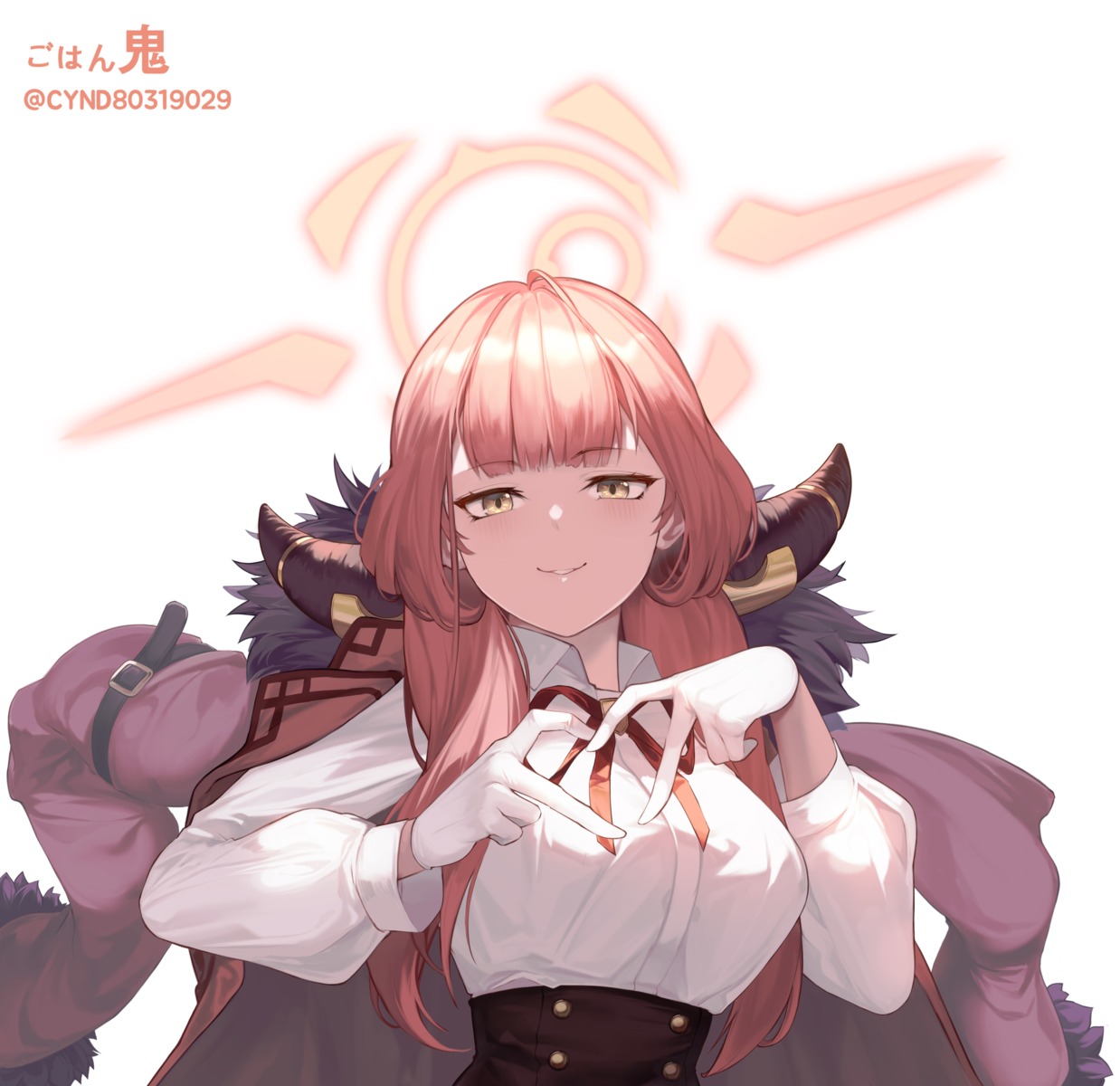 blue_archive, cynd, dress_shirt, horns, rikuhachima_aru