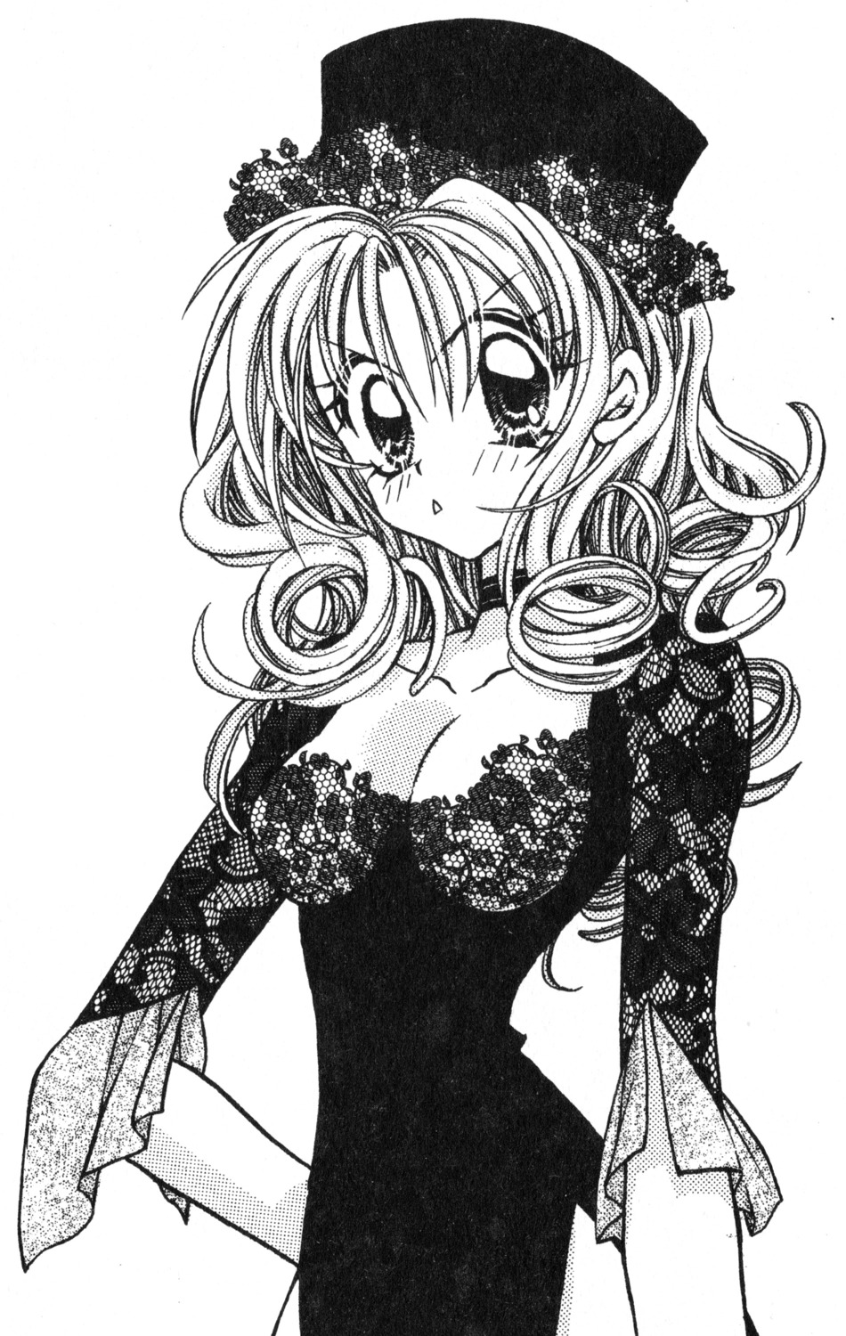 cleavage, kamikaze_kaitou_jeanne, kusakabe_maron, monochrome, tanemura_arina