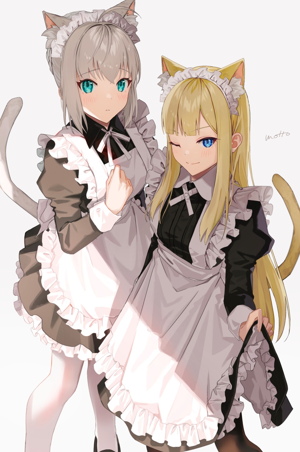animal_ears, gray_(fate), lord_el-melloi_ii-sei_no_jikenbo, maid, motto_(night_wear), nekomimi, reines_el-melloi_archisorte, skirt_lift