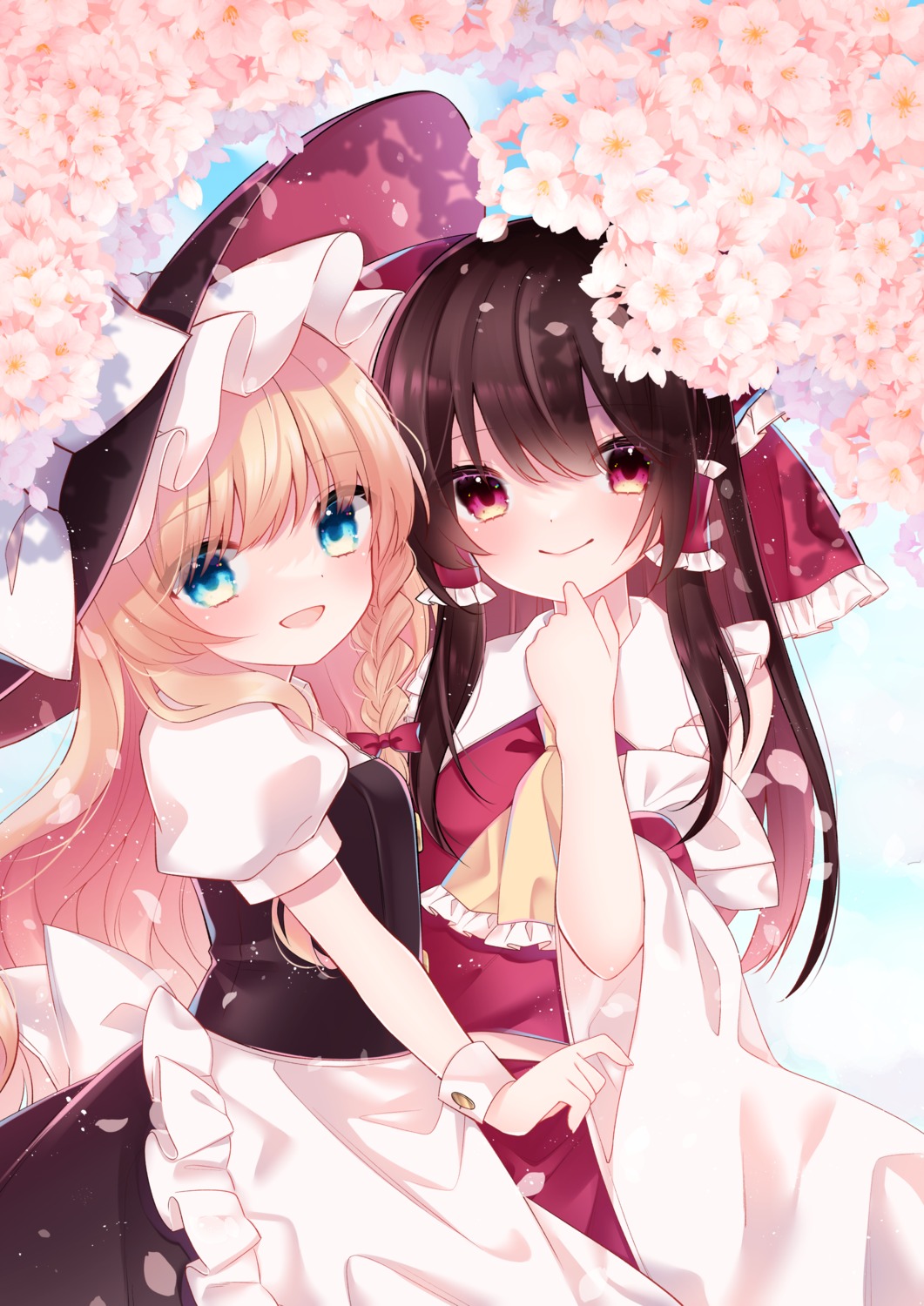 cacao_(cacaomgmg), hakurei_reimu, kirisame_marisa, touhou, witch