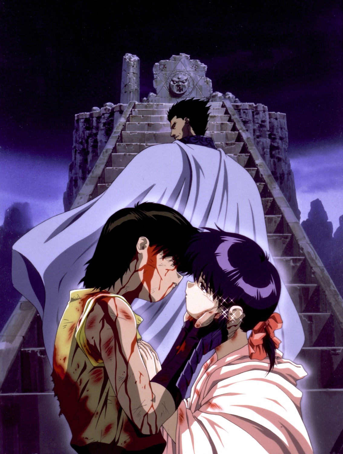 3x3_eyes, ayanokouji_pai, benares, blood, fujii_yakumo, robe, torn_clothes