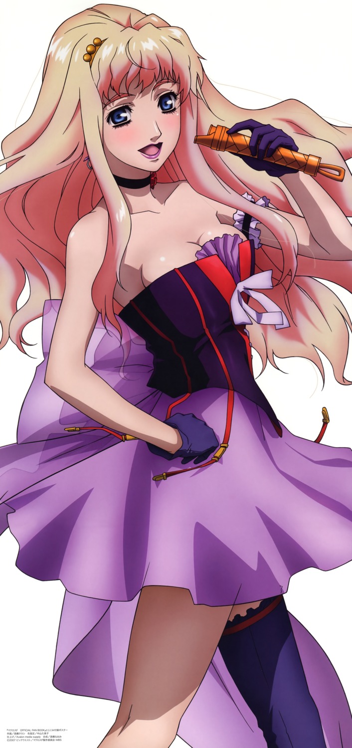 cleavage, dress, macross, macross_frontier, sheryl_nome, takahashi_takashi, thighhighs