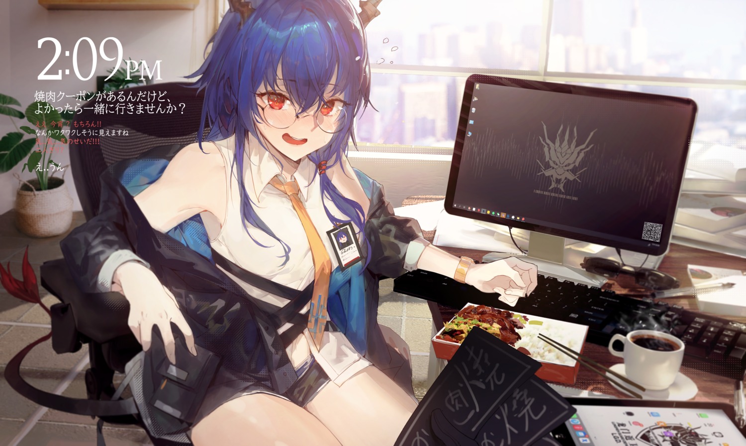 horns, kuroduki_(pieat), megane, tail