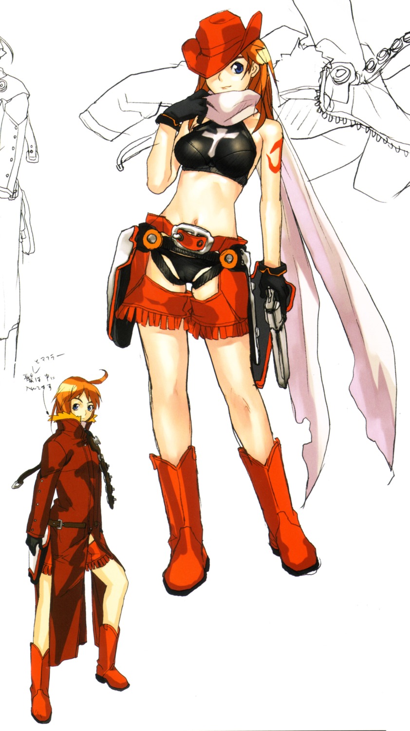 bakuretsu_tenshi, character_design, gun, hakua_ugetsu, meg_(bakuretsu_tenshi), monochrome, sketch