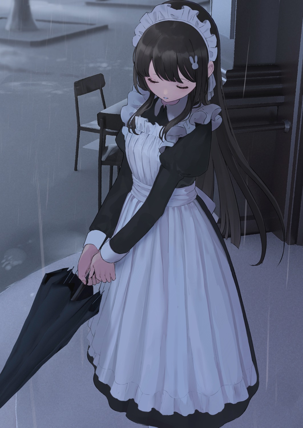 maid, shii_(kairi-t-k0317), umbrella
