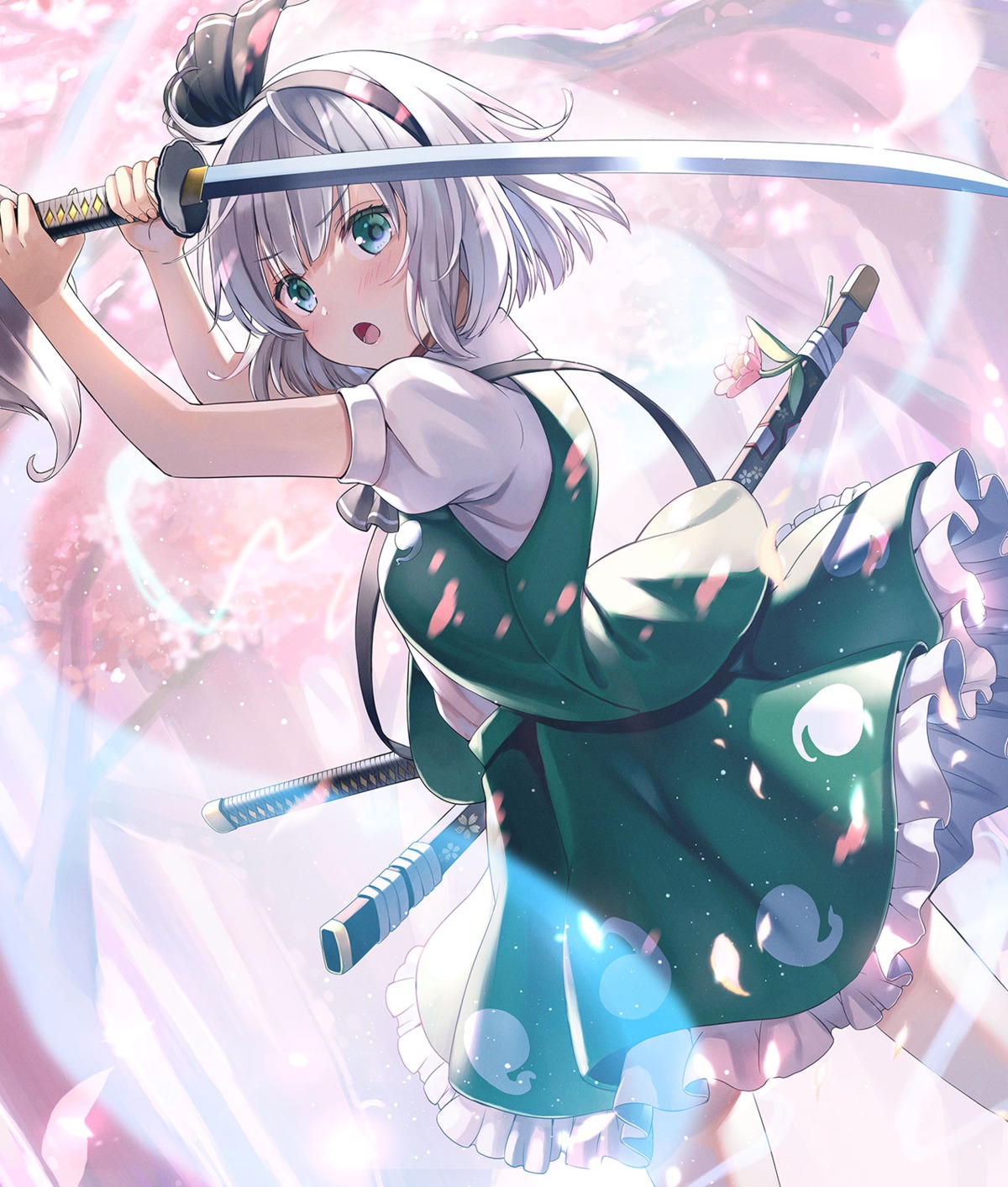 konpaku_youmu, myon, nonoko, skirt_lift, sword, touhou