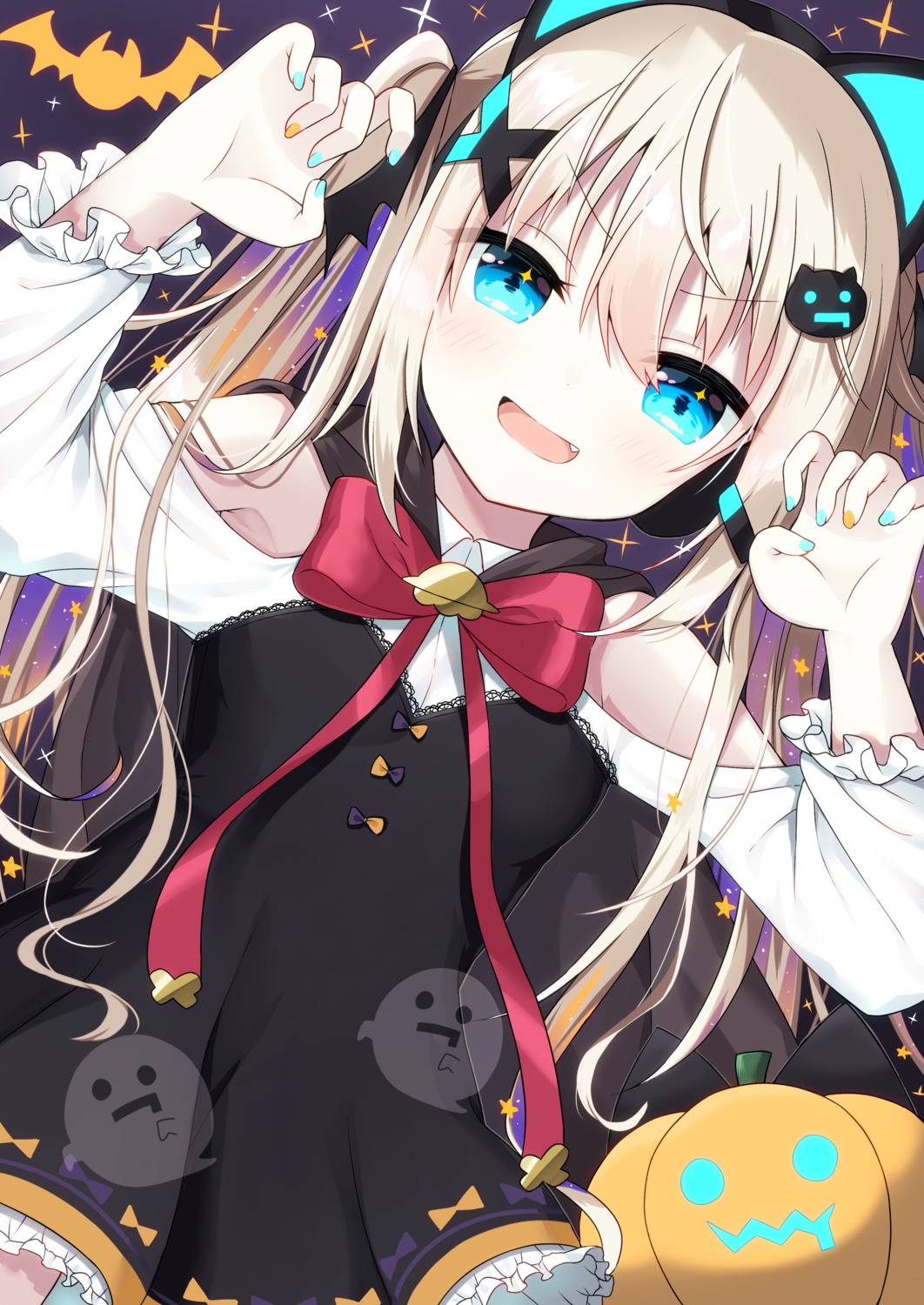 animal_ears, dress, halloween, headphones, uchuuneko, uchuuneko_(virtual_youtuber), uchuuneko_channel