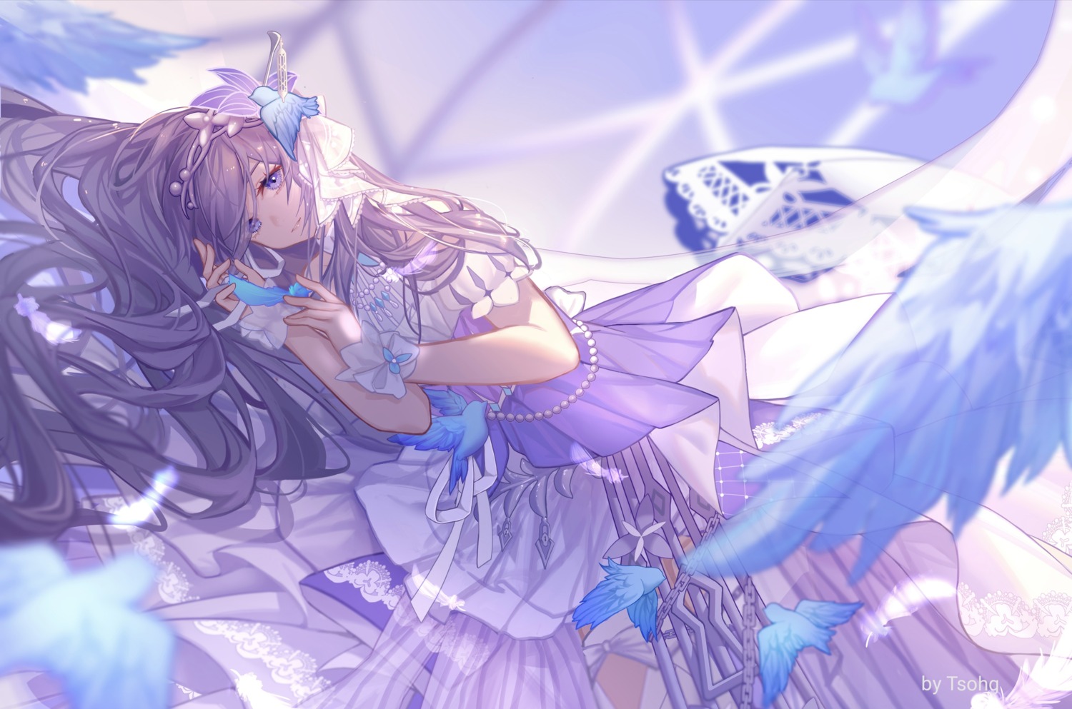 benghuai_xueyuan, dress, fu_hua, honkai_impact, skirt_lift, tsohg, wings