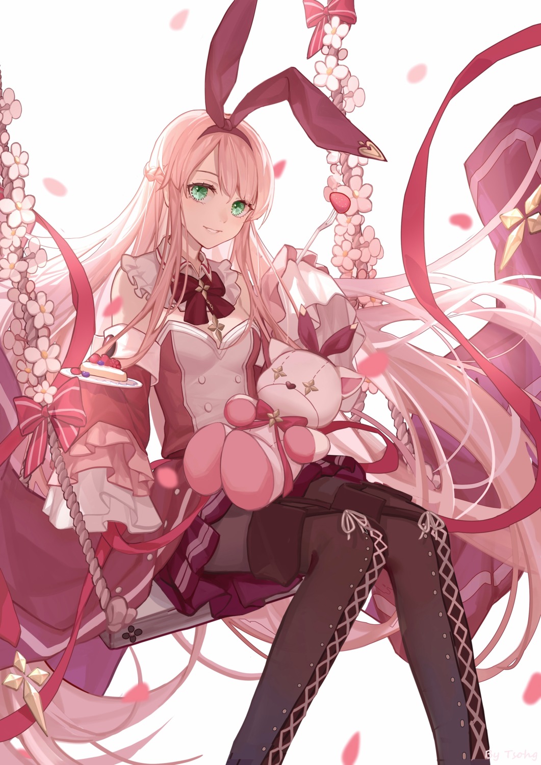 arcaea, cleavage, dress, kou_(arcaea), pantyhose, thighhighs, tsohg