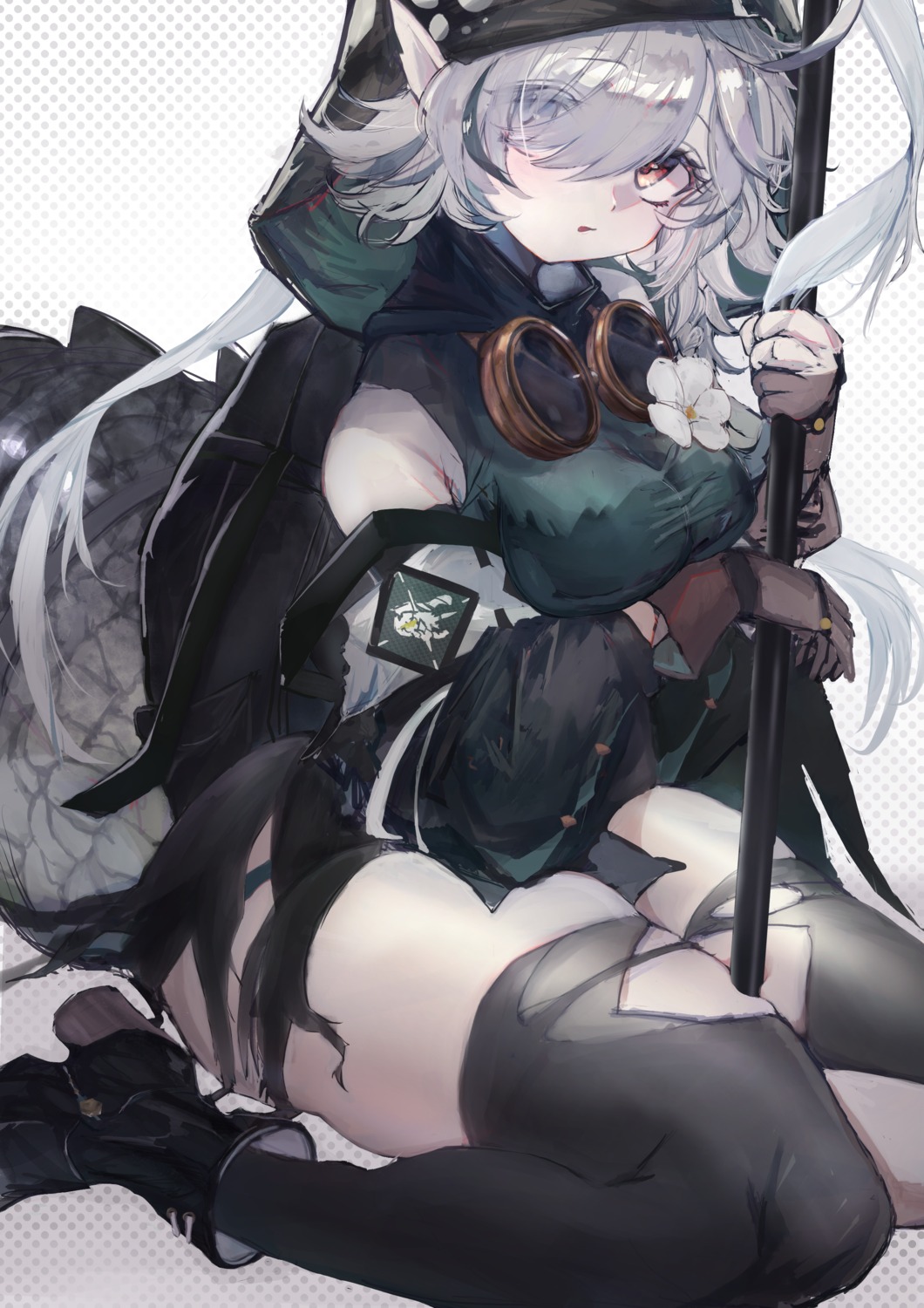 aburiengawa3150, arknights, heels, pantsu, pointy_ears, thighhighs, tomimi_(arknights), weapon