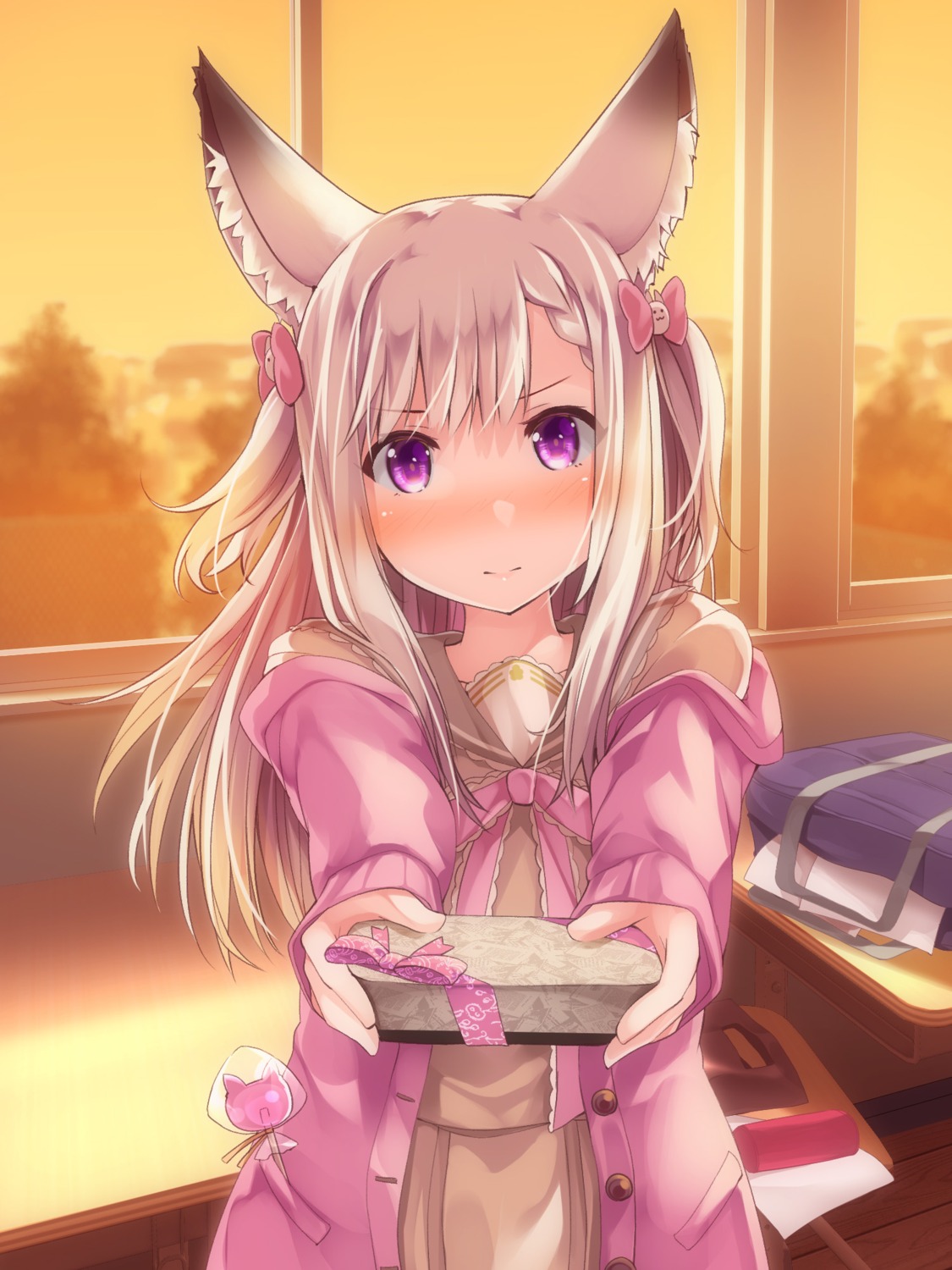 animal_ears, animare, nanashi_inc., sch, seifuku, shiromiya_mimi, sweater, valentine