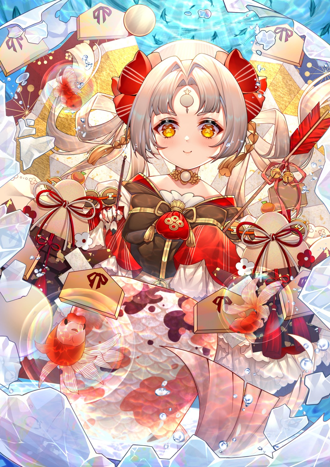 cloud_(cloud-v-), japanese_clothes, mermaid, monster_girl, tail