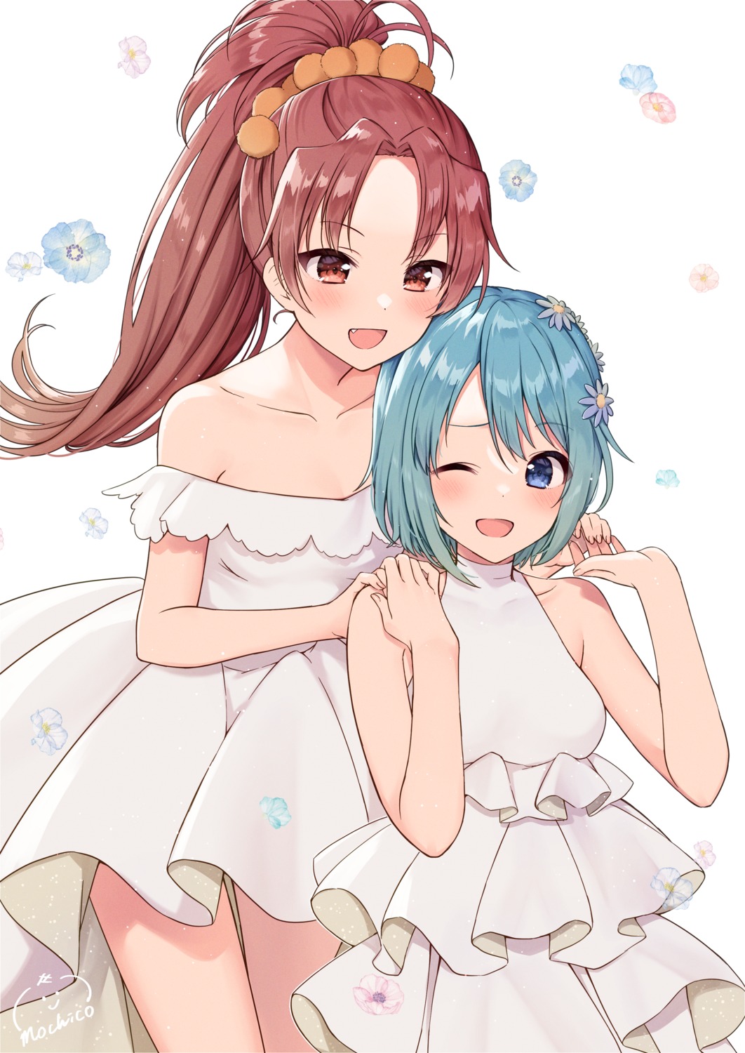dress, kashiwa_mochico, mahou_shoujo_madoka_magica, miki_sayaka, no_bra, sakura_kyouko