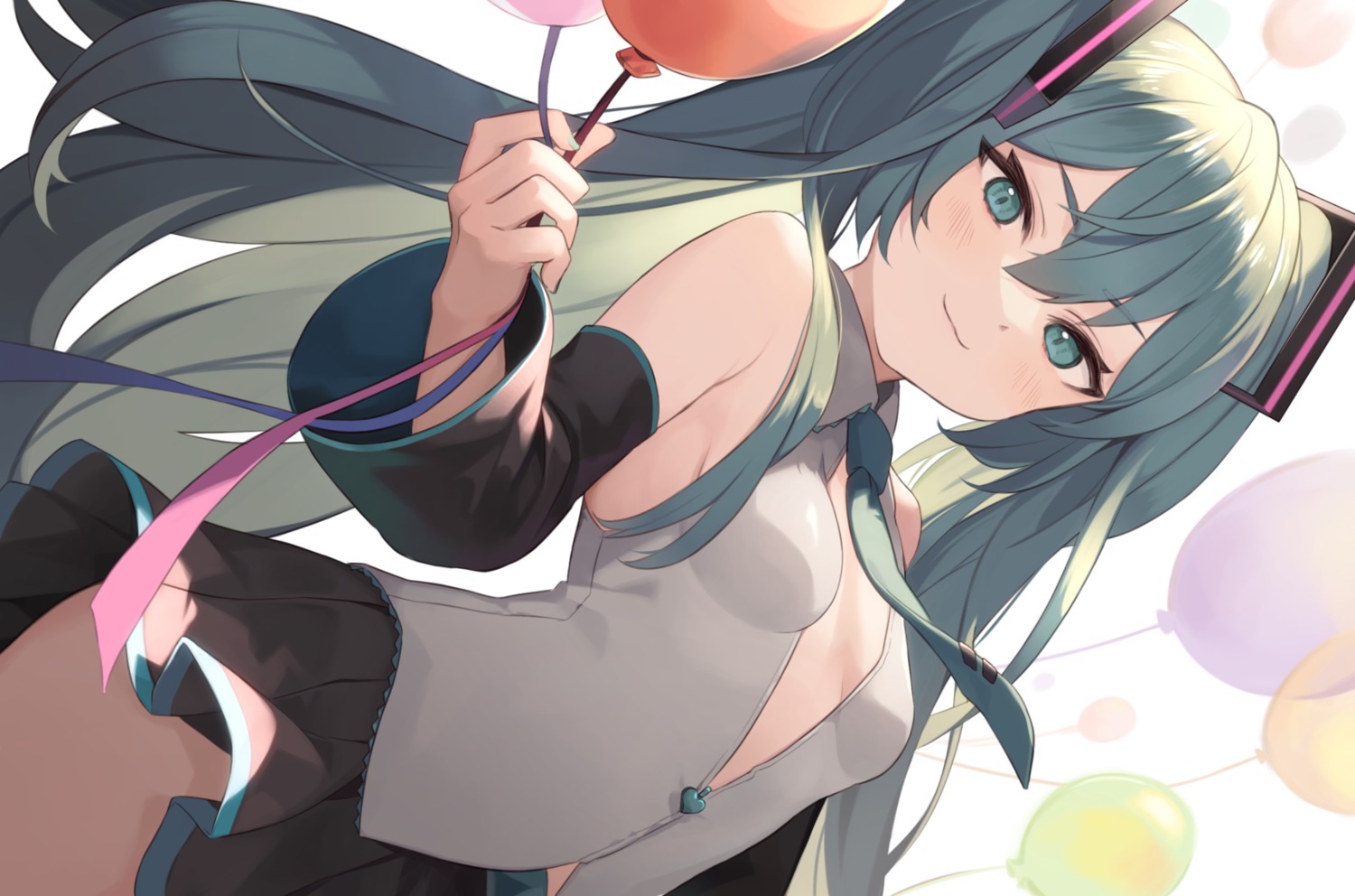 hatsune_miku, kurige_horse, no_bra, open_shirt, vocaloid