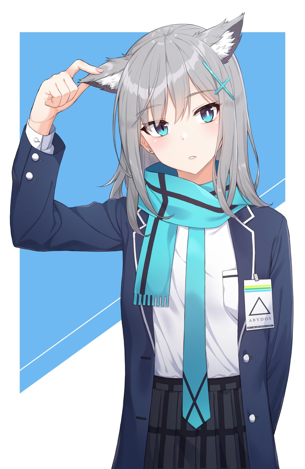 animal_ears, blue_archive, nekomimi, s-goon, seifuku, sunaookami_shiroko