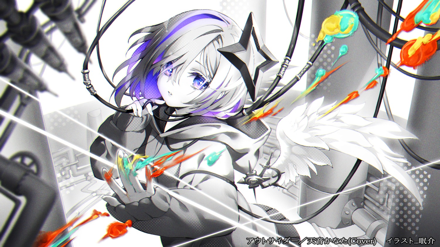 amane_kanata, angel, hololive, nemusuke, wallpaper, wings