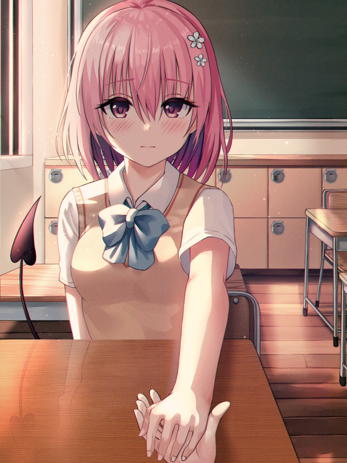 junkt729, momo_velia_deviluke, seifuku, sweater, tail, to_love_ru, to_love_ru_darkness