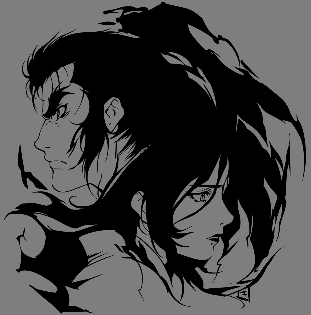 basilisk, iga_ogen, kouga_danjo, monochrome, transparent_png, vector_trace