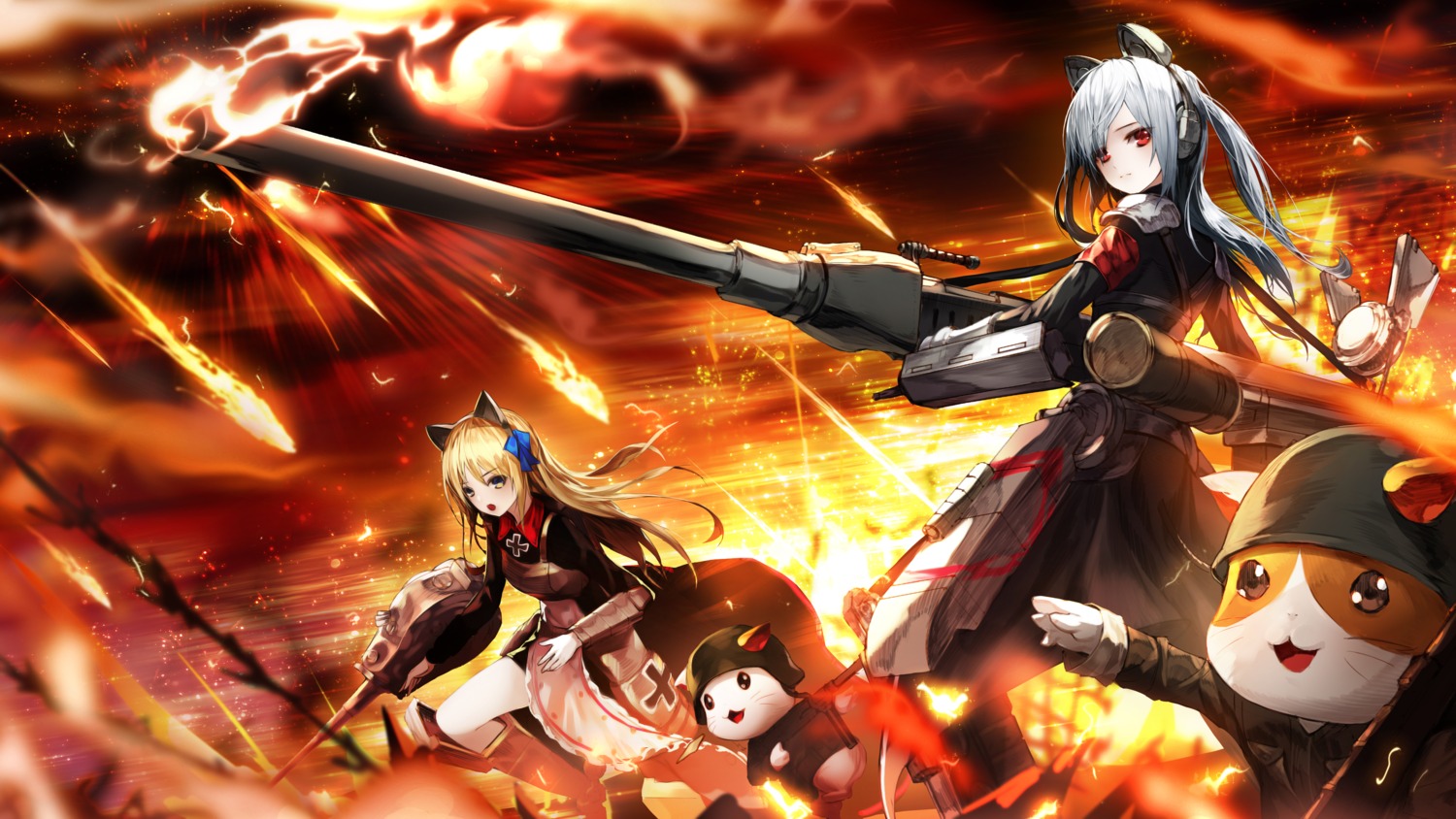 animal_ears, armor_blitz, tagme, uniform, wallpaper, weapon