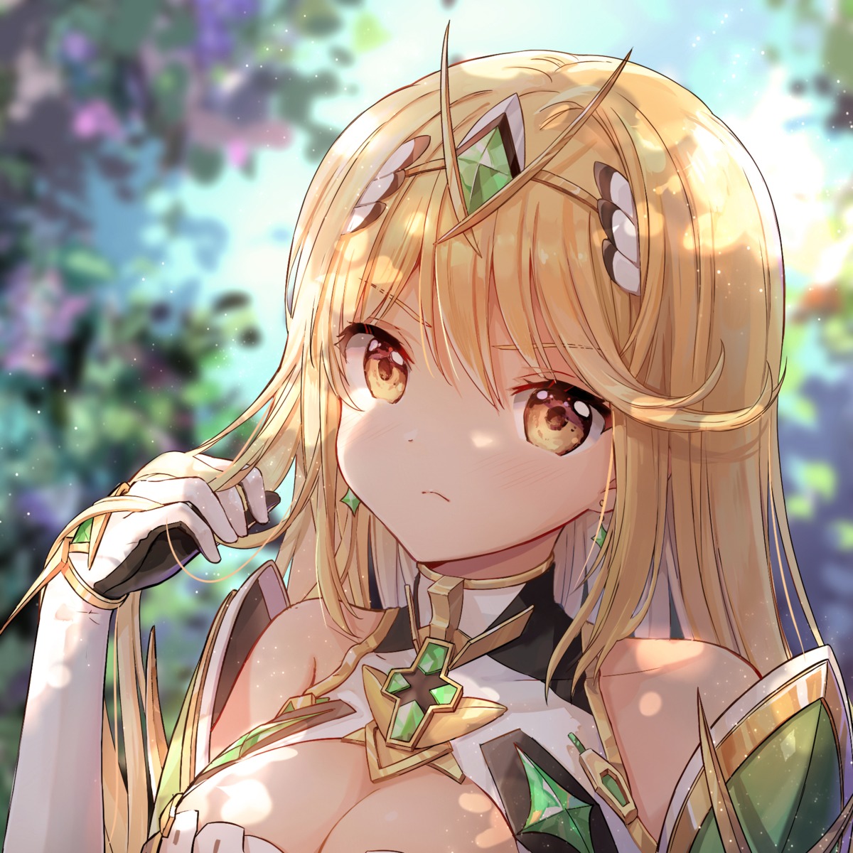 armor, cleavage, hikari_(xenoblade_2), luli_ovo, xenoblade_(series), xenoblade_2