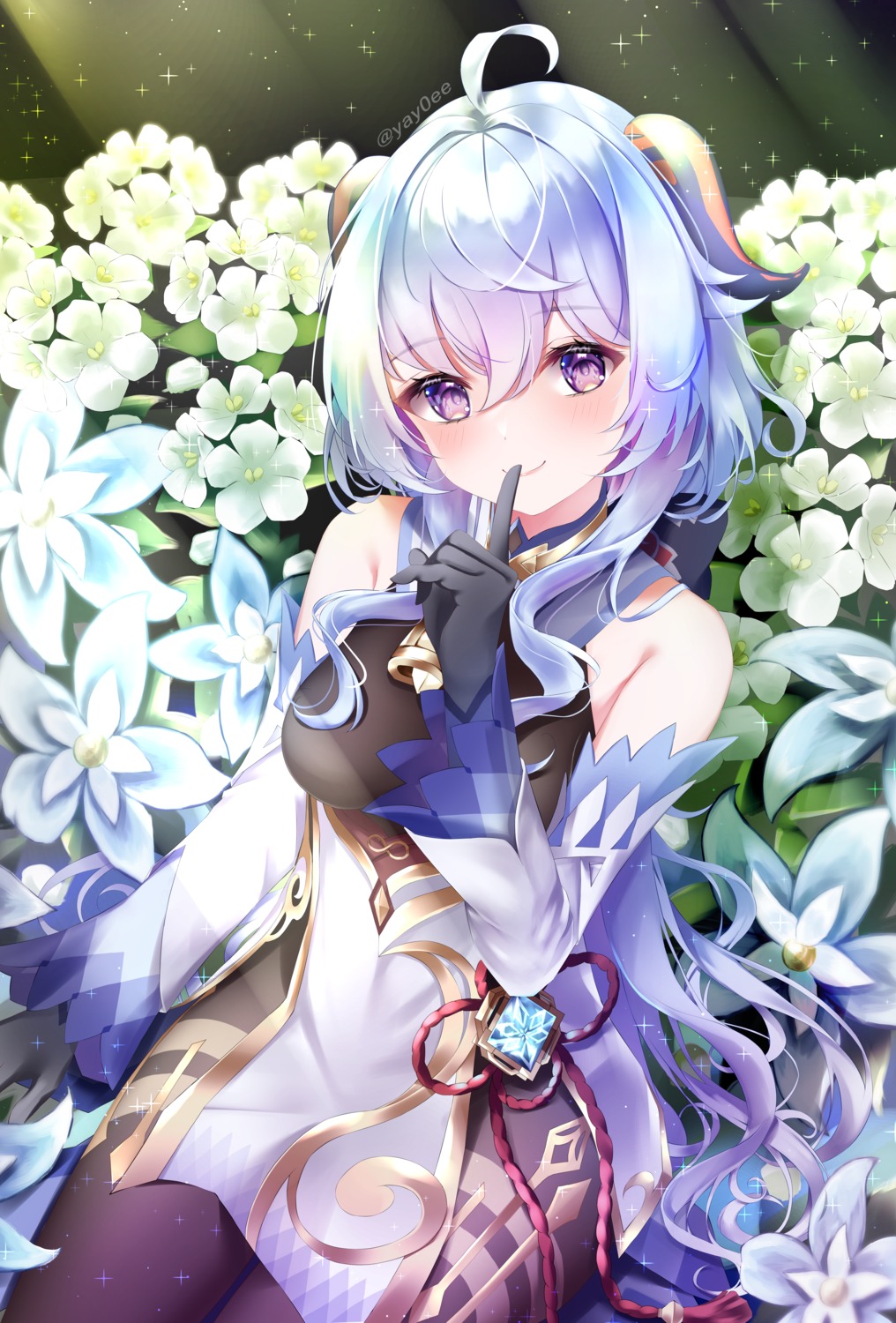 asian_clothes, ganyu, genshin_impact, horns, yay0ee