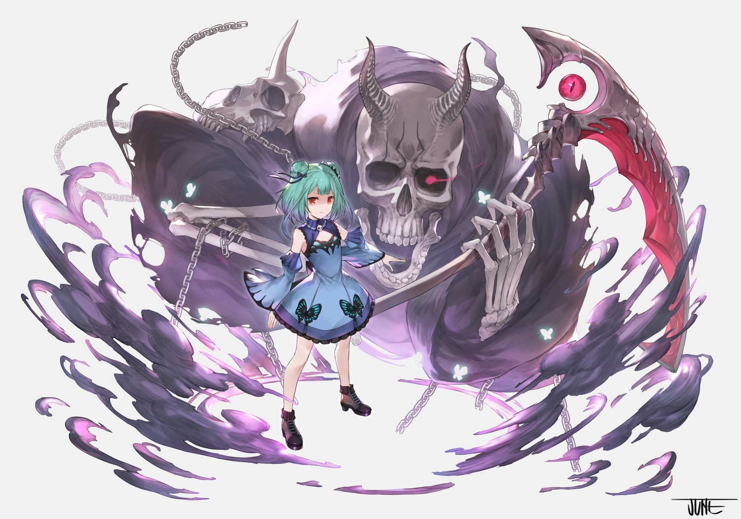 dress, heels, hololive, jun_wei, monster, uruha_rushia, weapon