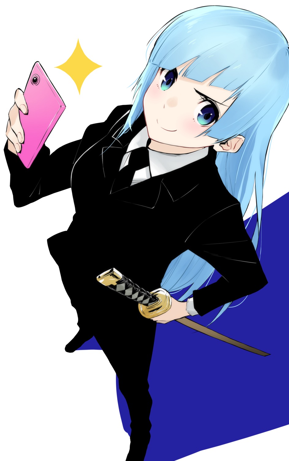 business_suit, jujutsu_kaisen, miwa_kasumi, selfie, sword, tochikeisuke