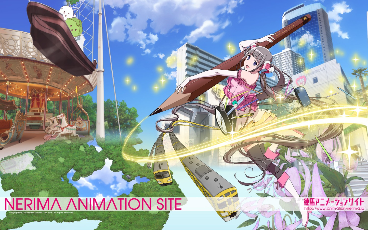 heels, kubota_chikashi, neri_neriko, nerima_animation_site, thighhighs, wallpaper