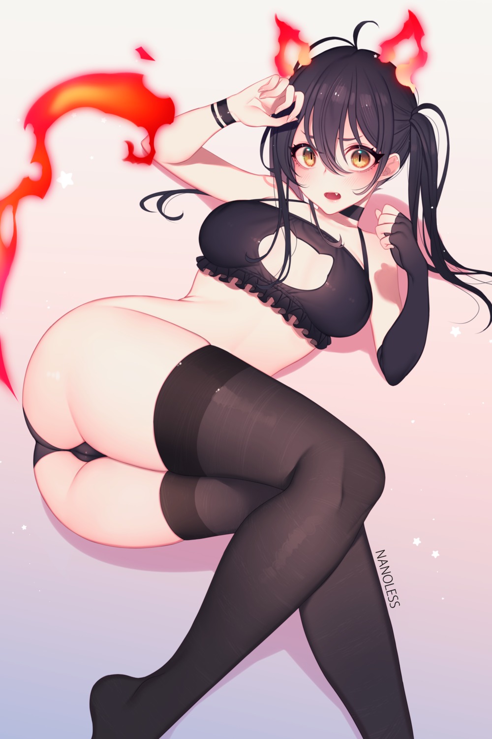 animal_ears, bra, cameltoe, enen_no_shouboutai, nanoless, pantsu, tail, tamaki_kotatsu, thighhighs, thong