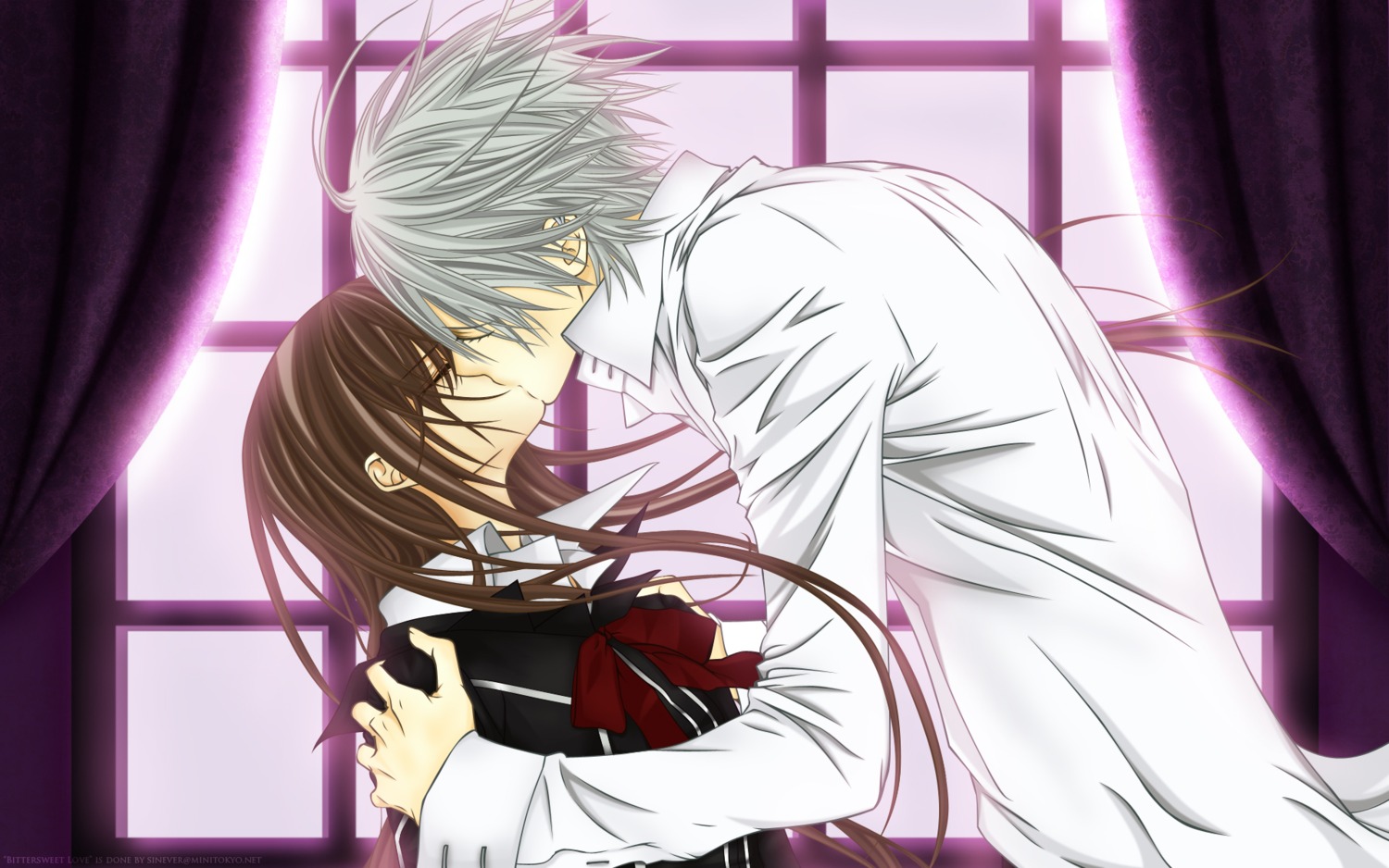 cross_yuuki, kiryuu_zero, vampire_knight, vector_trace, wallpaper, watermark