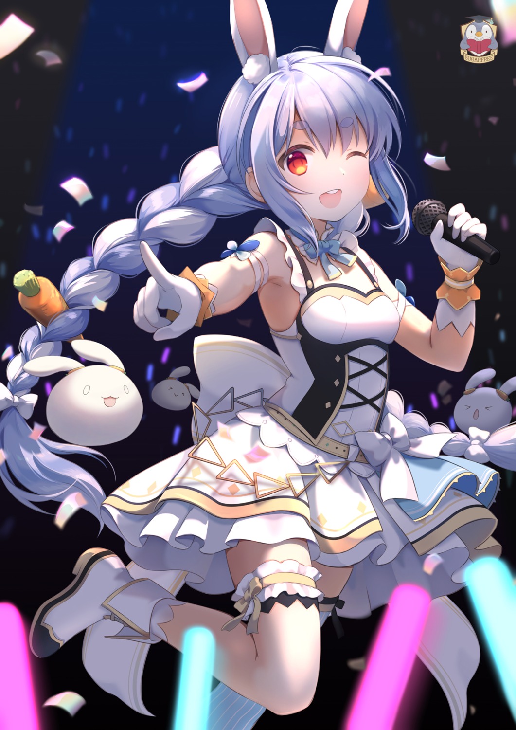 animal_ears, bunny_ears, garter, hololive, kamui@sugarfree, thighhighs, usada_pekora