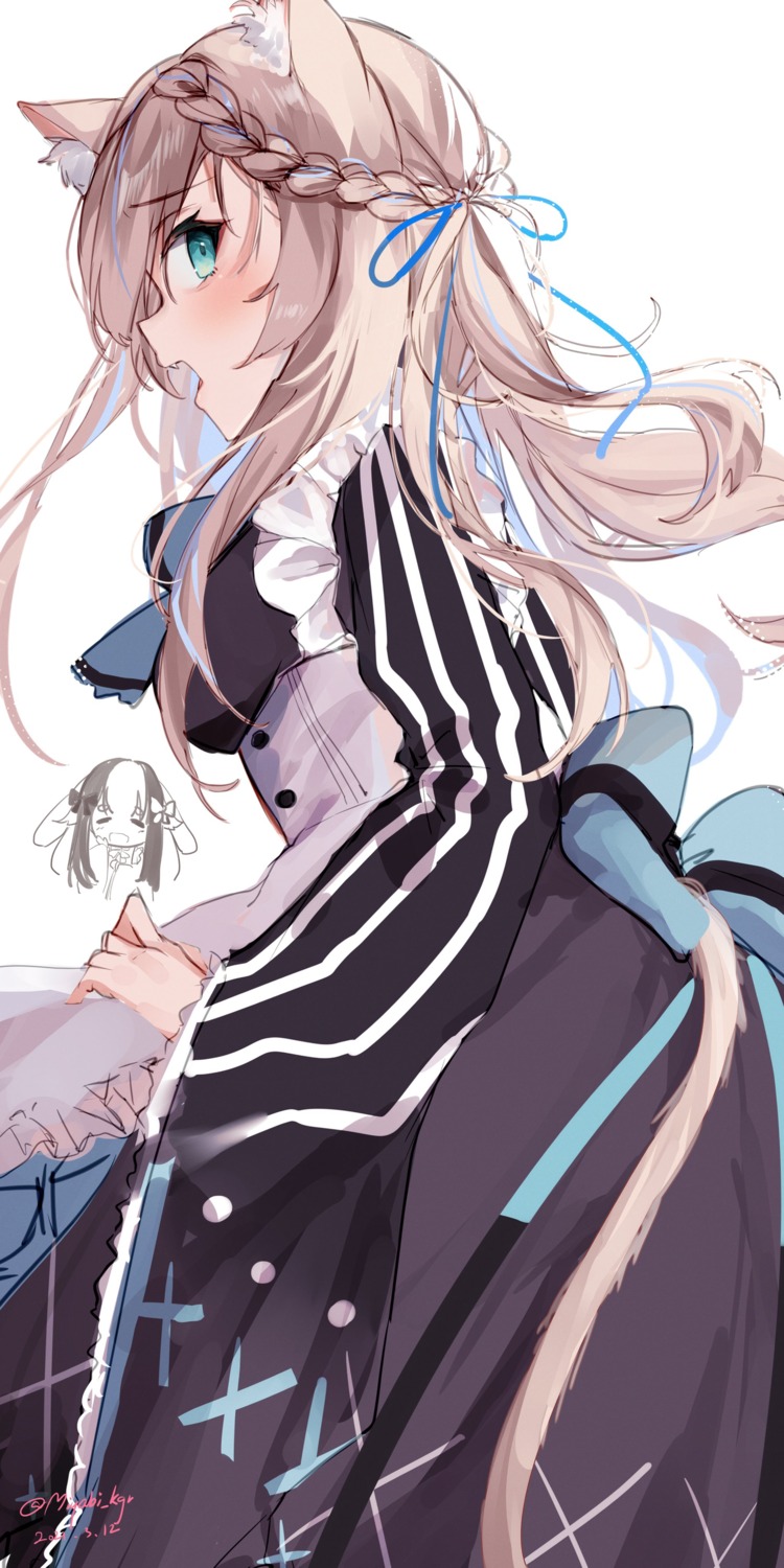animal_ears, dress, kagurazaka_miyabi, nekomimi, tail