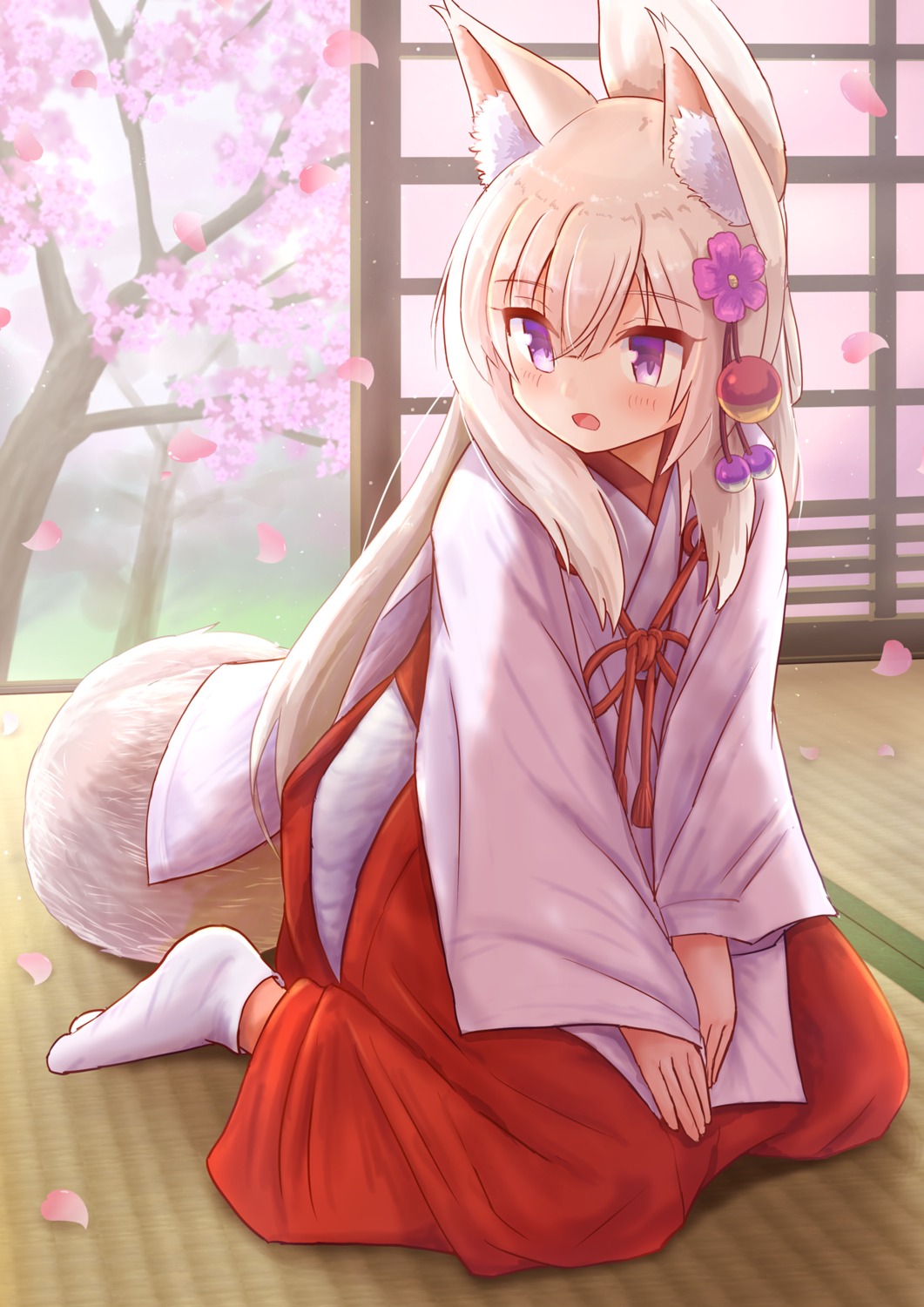 animal_ears, iroha_(iroha_matsurika), kitsune, miko, tail
