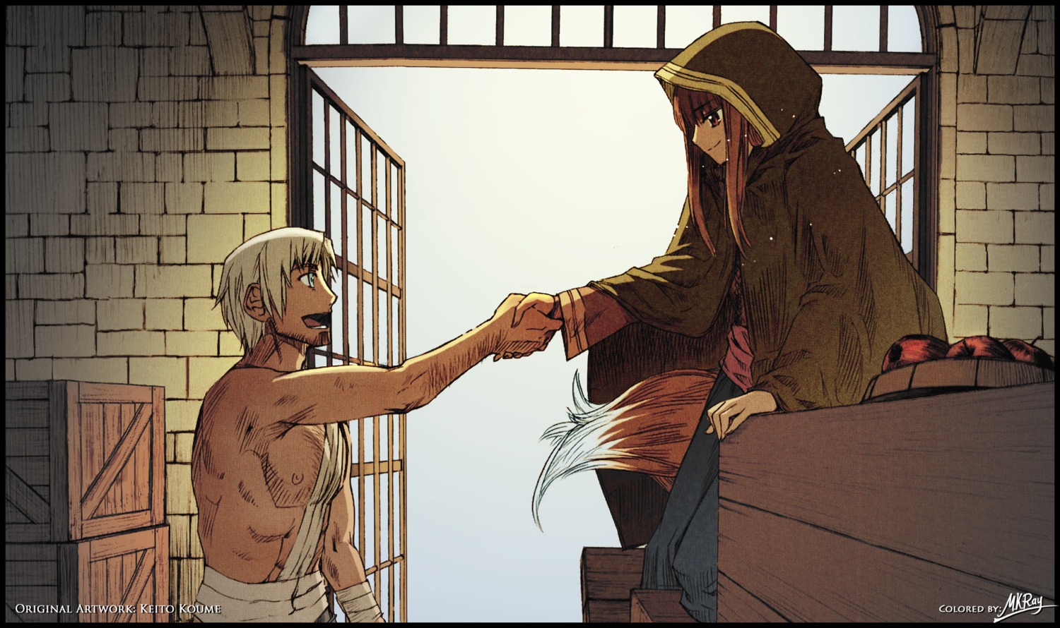 bandages, craft_lawrence, holo, koume_keito, mkray, spice_and_wolf, tail