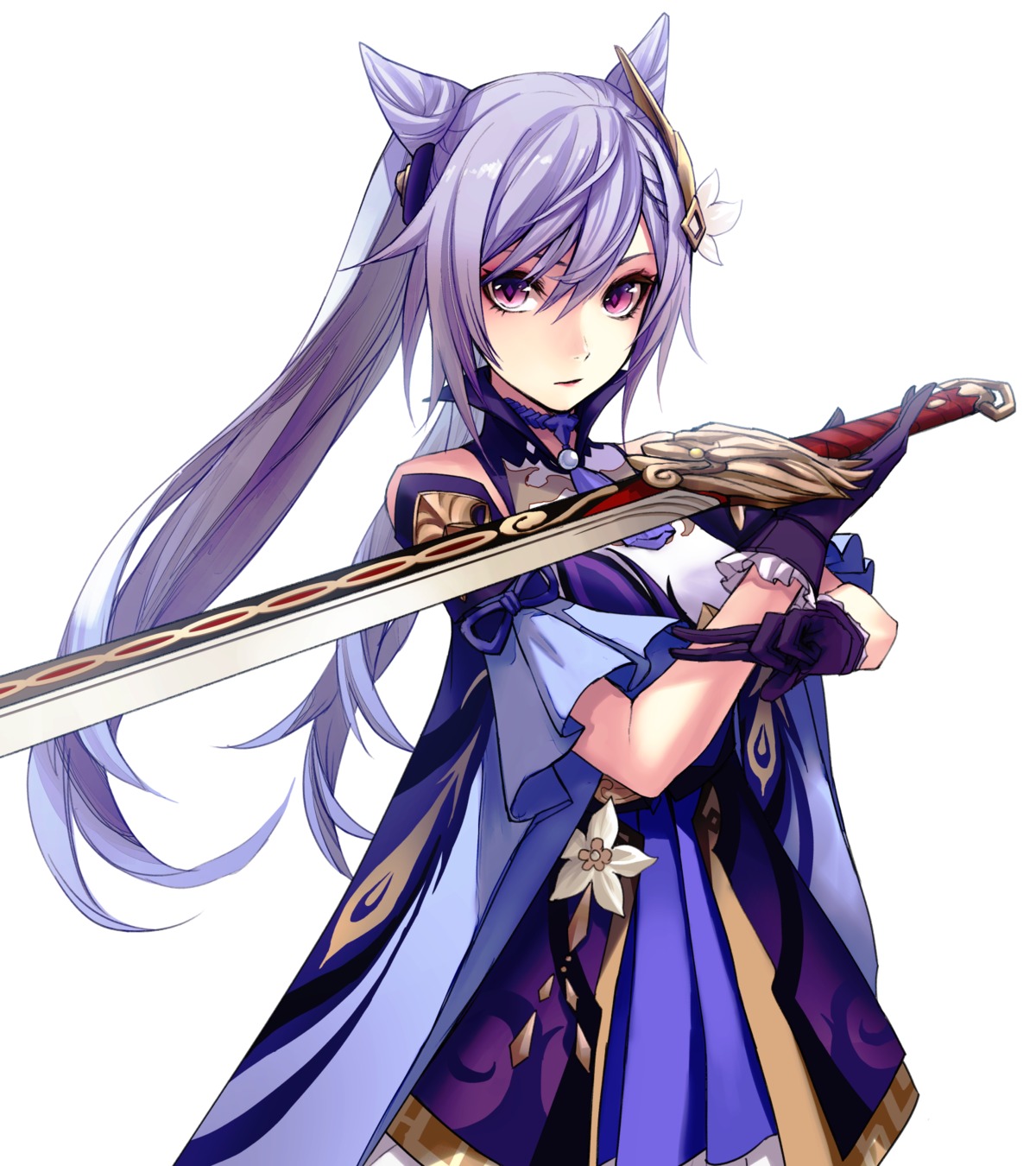 applekun, asian_clothes, genshin_impact, keqing, sword
