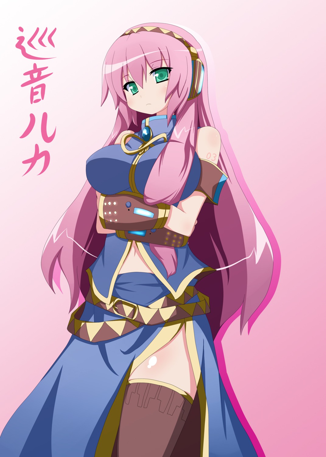 breast_hold, kakeru, megurine_luka, thighhighs, vocaloid