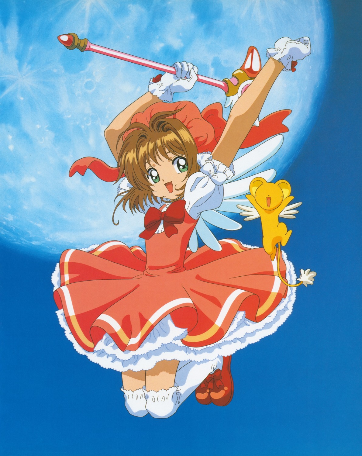card_captor_sakura, dress, kerberos, kimizuka_katsunori, madhouse, weapon, wings