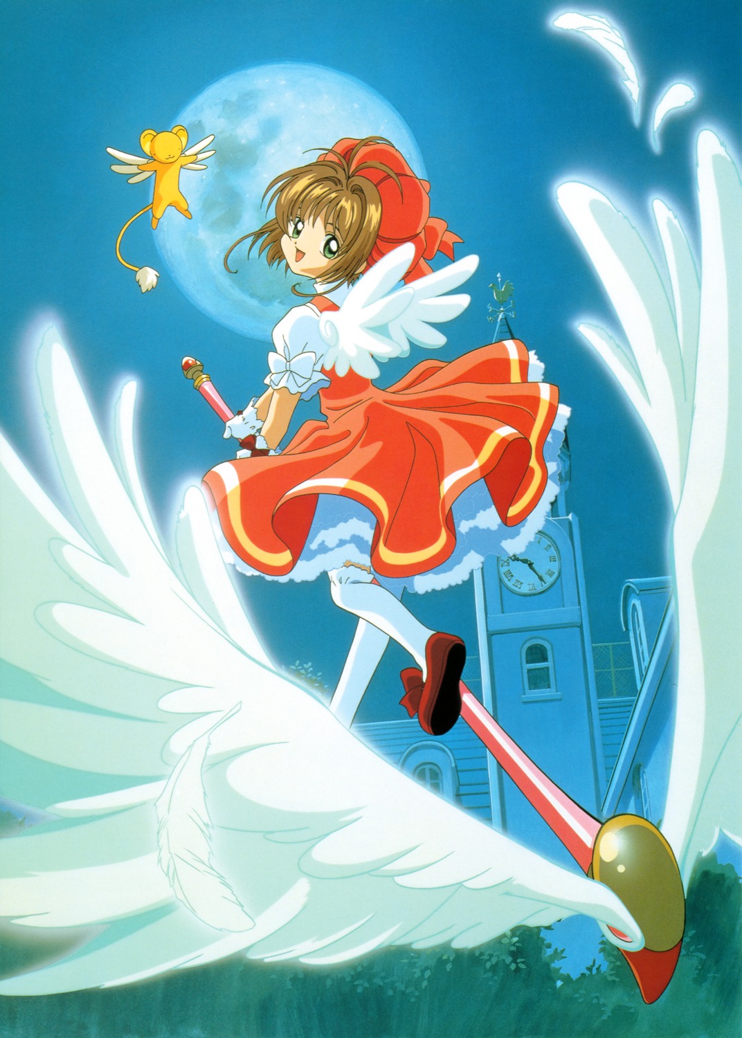 card_captor_sakura, dress, fly_(card_captor_sakura), horii_kumi, kerberos, kinomoto_sakura, madhouse, sakazume_kayo, weapon, wings