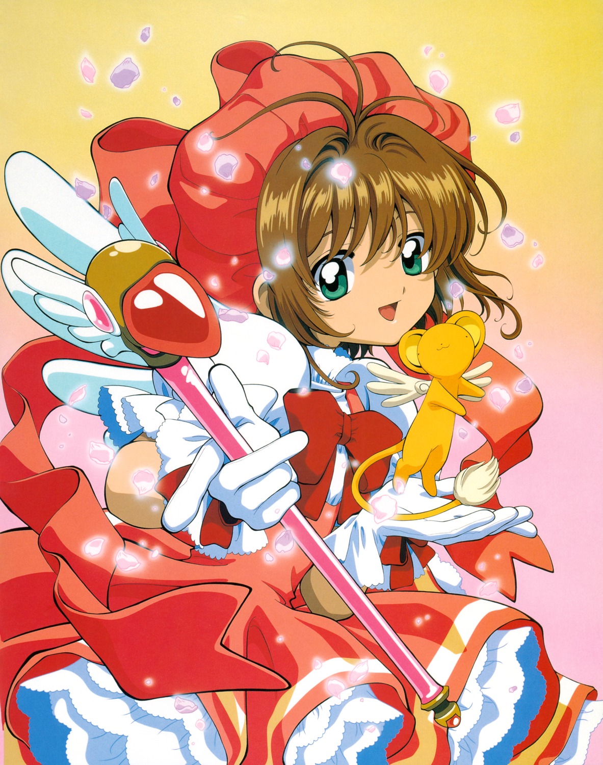 card_captor_sakura, dress, kerberos, kinomoto_sakura, madhouse, takahashi_kumiko, weapon, wings