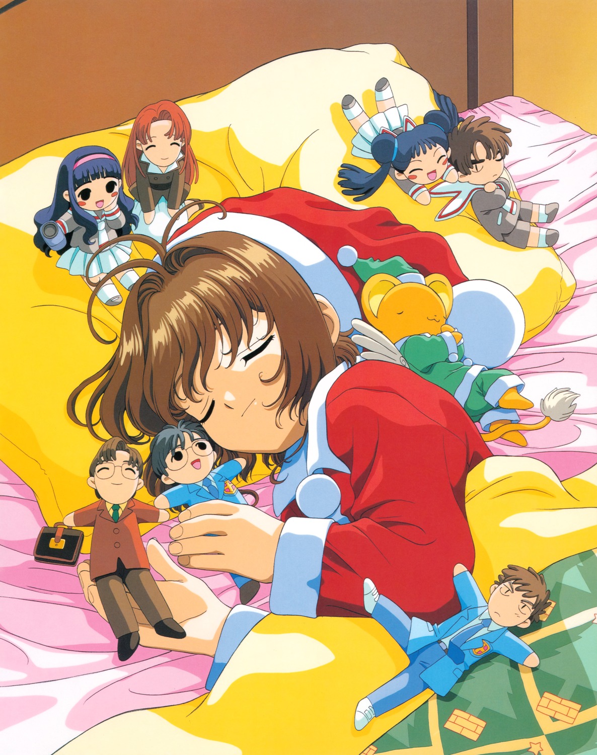 card_captor_sakura, chibi, christmas, daidouji_tomoyo, kerberos, kinomoto_fujitaka, kinomoto_sakura, kinomoto_touya