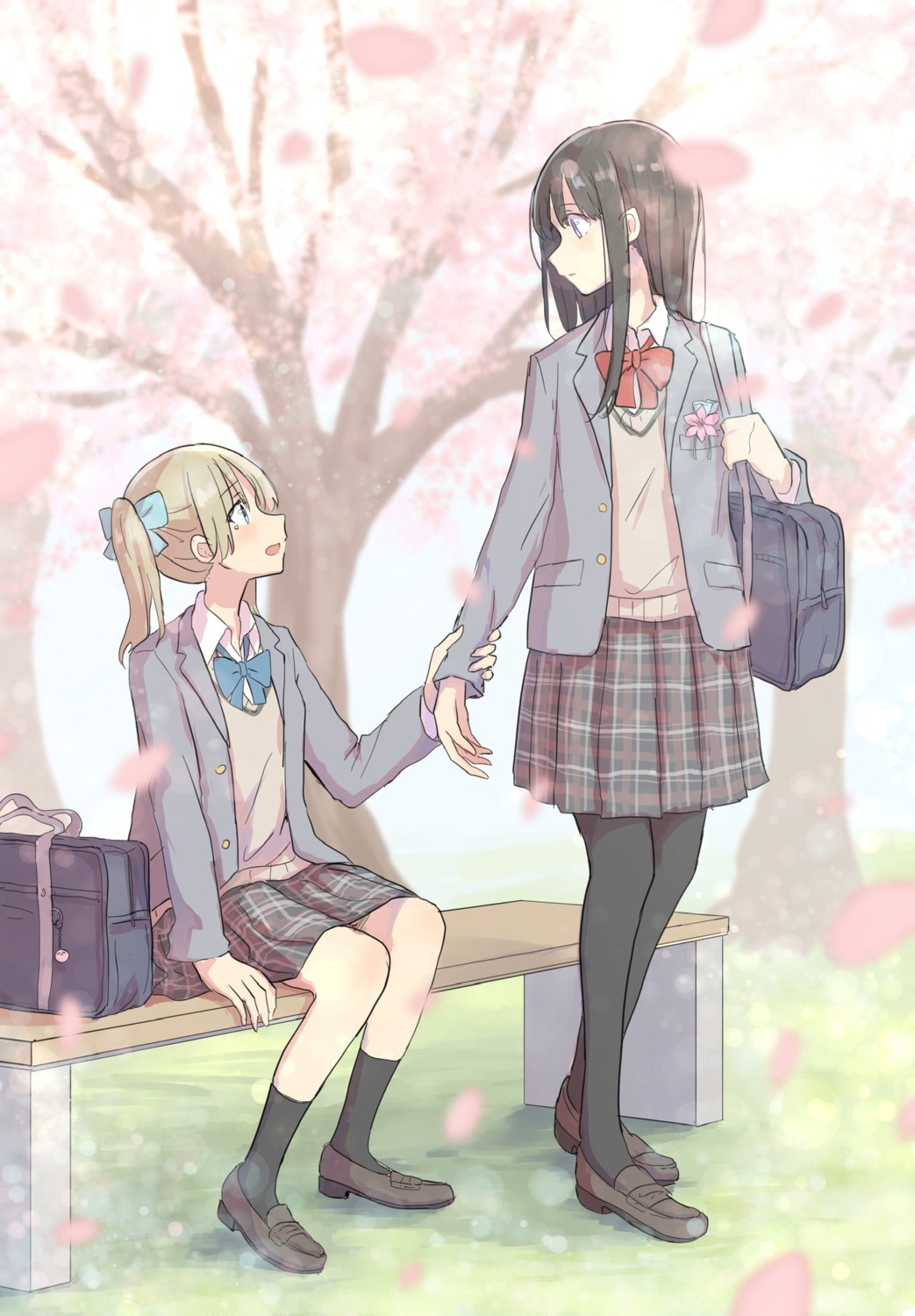 betock, pantyhose, seifuku, sweater, yuri