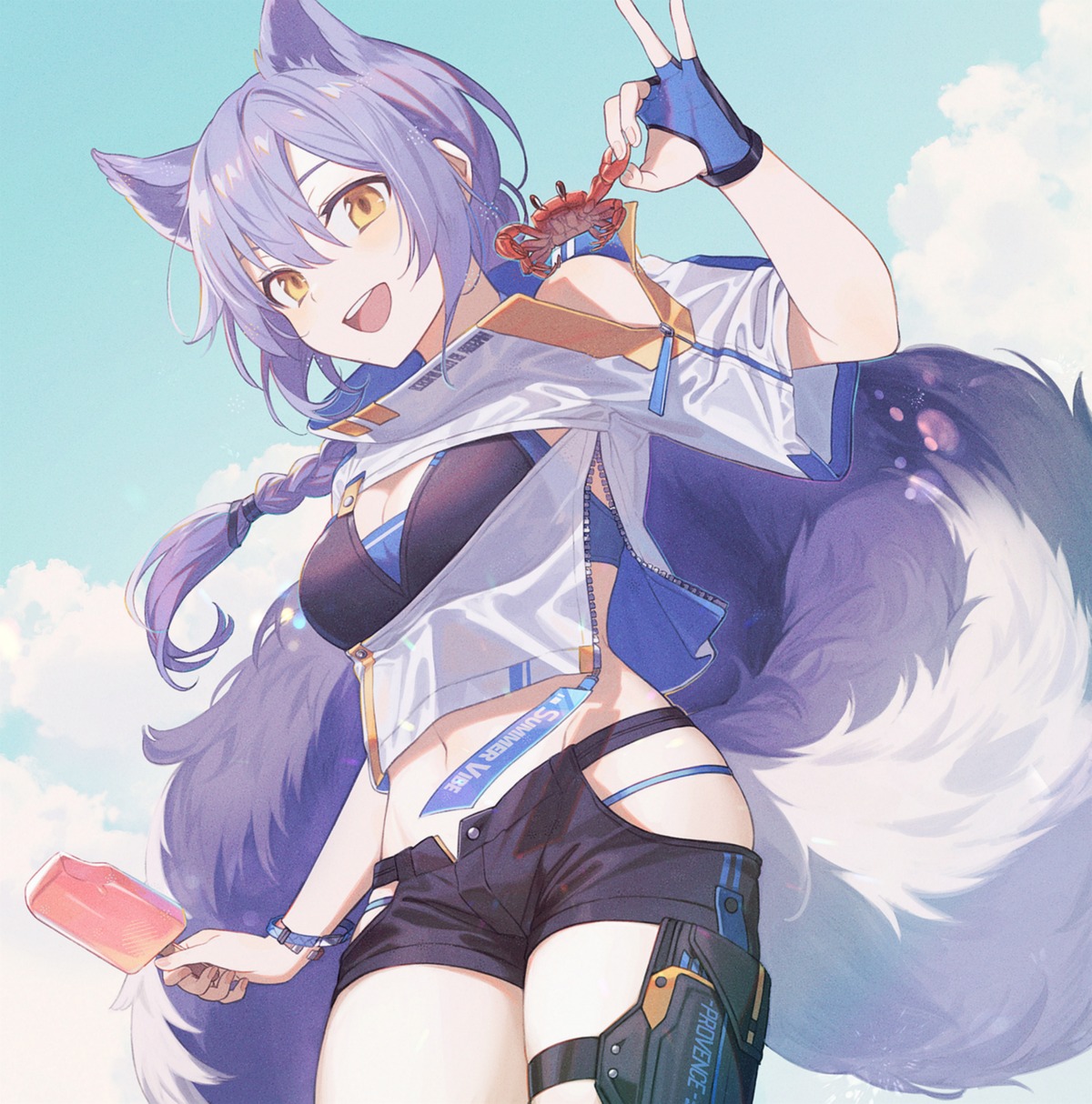 animal_ears, arknights, bikini, cleavage, garter, jishaku, provence_(arknights), see_through