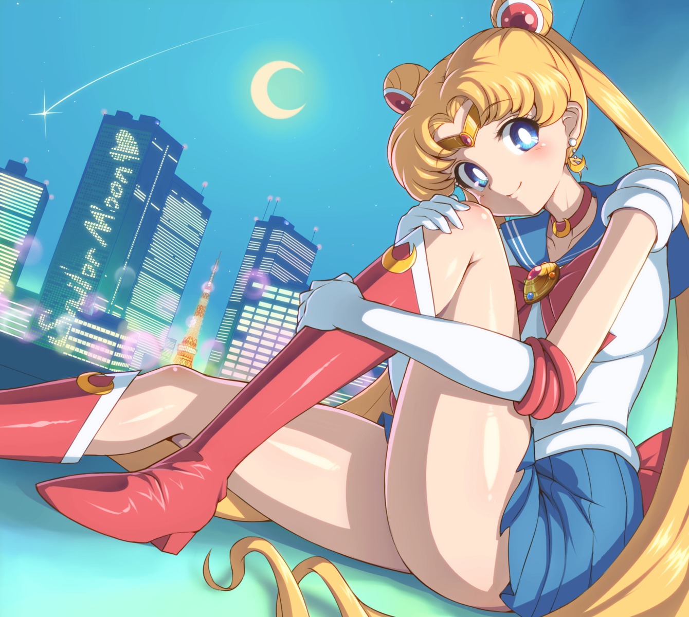 bishoujo_senshi_sailor_moon, heels, ruku_rx, seifuku, skirt_lift, tsukino_usagi