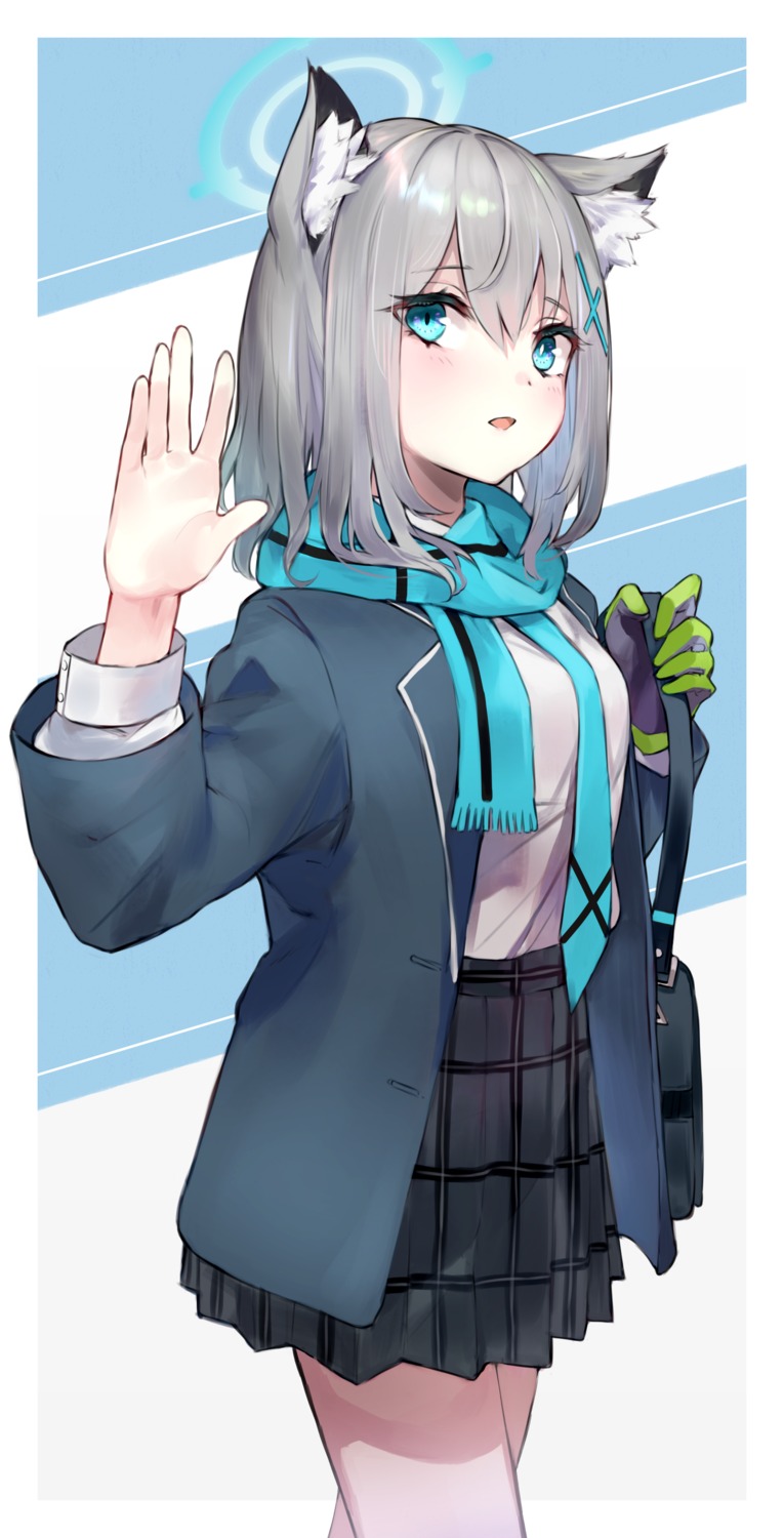 animal_ears, blue_archive, catumi_(ta938_ka23), halo, nekomimi, seifuku, sunaookami_shiroko