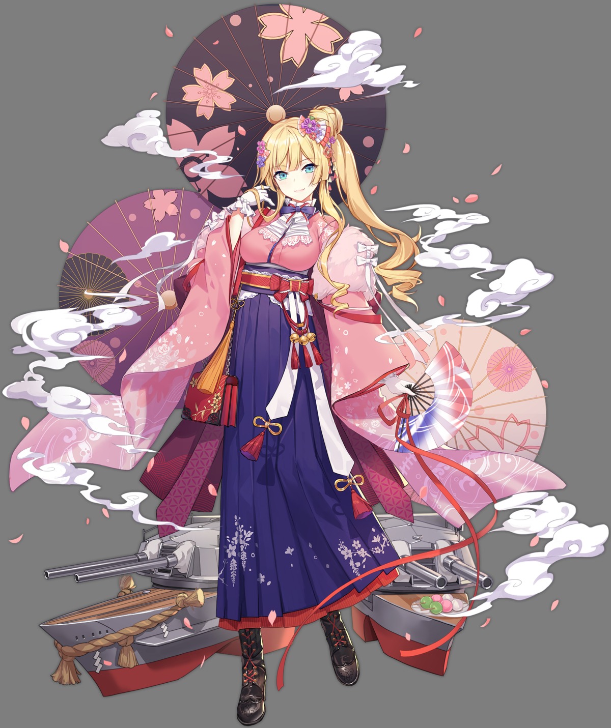 azur_lane, criin, japanese_clothes, kongou_(azur_lane), transparent_png, umbrella