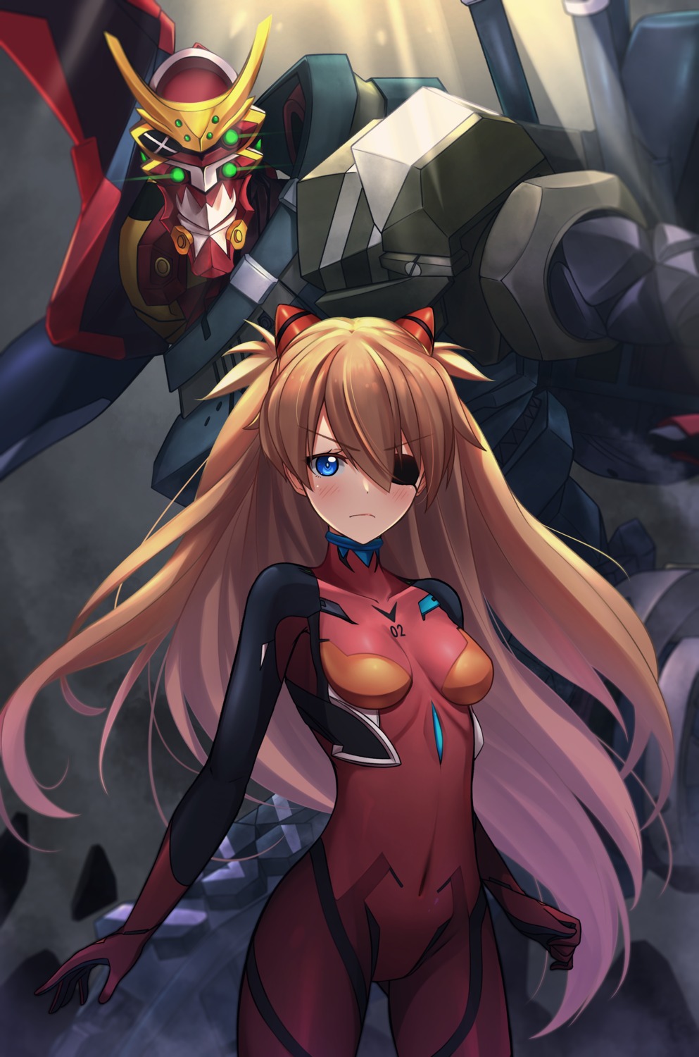 bodysuit, eyepatch, mecha, mr2d, neon_genesis_evangelion, souryuu_asuka_langley