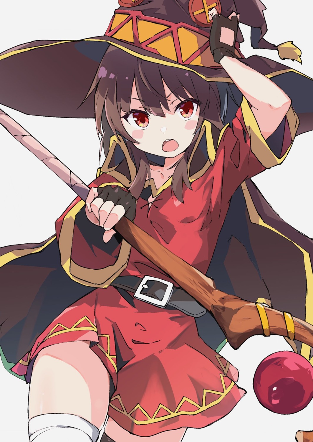 bandages, dress, kono_subarashii_sekai_ni_shukufuku_wo!, megumin, rauto, weapon, witch