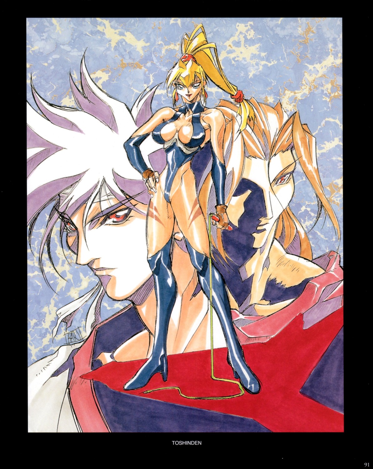 amoh_kayin, battle_arena_toshinden, cleavage, leotard, nopan, oobari_masami, shinjo_eiji, sofia
