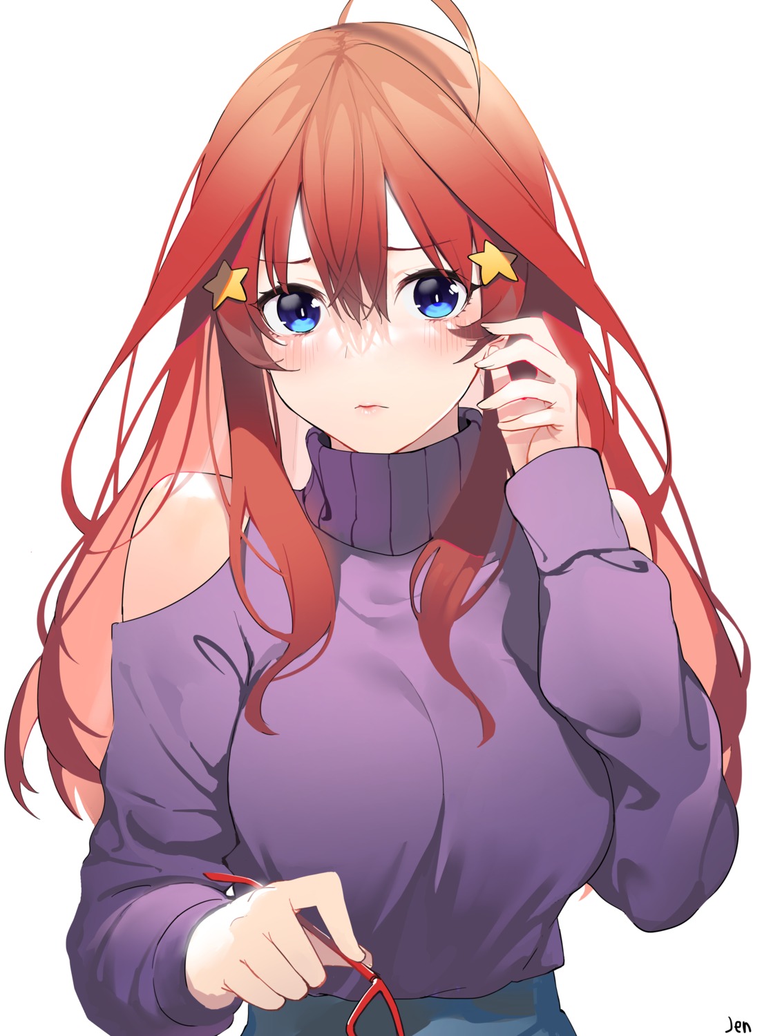 5-toubun_no_hanayome, arjent, megane, nakano_itsuki, sweater